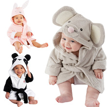 Cute Hooded Baby Infant Girl Boy Cotton Bath Towel Wrap Bathrobe Cute Cartoon Mouse/Panda/Bunny Design Bath Robes 1-5Y 2024 - buy cheap
