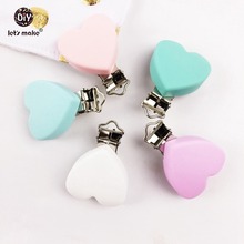 Let's make Pacifier Clips Silicone Heart Clips Soother 10pc Accessories Gift Silicone Teether DIY Crafts Dummy Clip Baby Teether 2024 - buy cheap