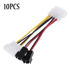 10pcs 4-Pin Molex To 3-Pin Fan Power Cable Adapter Connector 12V Computer Cooling Fan Cables For CPU PC Case Fan 2024 - buy cheap