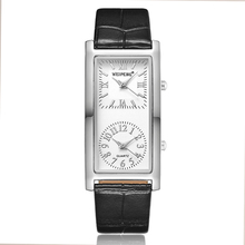 Fashion Men Women Watch Creative Double Dial Quartz Leather Rectangular Wristwatch for Men Elegant Minimalist Couple Watch Gift 2024 - buy cheap