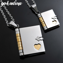 2021,"Love Letter" Book Pendants COUPLE NECKLACES,Korean Stainless Steel Lovers Jewelry Christmas Gift Men Women Wholesale WP264 2024 - buy cheap