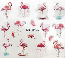 1 лист наклеек WUF для ногтей, водная переводная наклейка, мультяшный фламинго, милые животные, дизайн ногтей, слайдер, украшение для маникюра 2024 - купить недорого