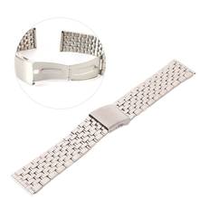 *Metal Strap Silver Watch Band Unisex Bracelet Double Stainless Steel Fold Deployment Clasp Men Women Watch  Buckle18 20 22mm 2024 - buy cheap