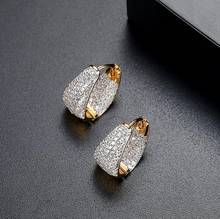 gold color micro pave cubic zirconia cz luxury women fashion jewelry Huggie clip classic women cz earring 2024 - buy cheap