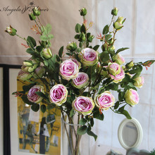 94cm 6 cabeças de flores artificiais de seda românticas coloridas rosa casamento casa jardim escritório decoração flores artificiais 2024 - compre barato