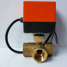 2016 new 1/2" DN15 AC220V Tee Electric Ball Valve, Brass Motorized Ball Valve ,Switch type electric two-way valves 2024 - buy cheap