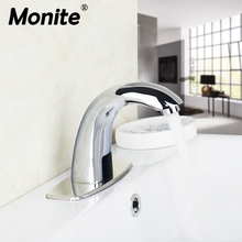 Monite Luxury Solid Brass Chrome Automatic Sense Faucet Kitchen Bathroom Basin Water Saving Electric Sensor Water Tap mixer 2024 - buy cheap