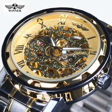 Classic Brand WINNER Men Skeleton Mechanical Watch Transparent Steampunk Hand Wind Full Stainless Steel Montre Homme Wristwatch 2024 - buy cheap