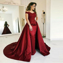 New arrival Elegant Evening Dresse Formal lace flowers plus size Party Gown 2019 vestido noiva sereia satin Burgundy prom party 2024 - buy cheap