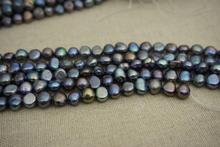 Joyería de perlas sueltas de alto brillo, tamaño pequeño, Color negro, forma Barroca, 7-8mm, perlas de agua dulce auténticas, joyería artesanal 2024 - compra barato