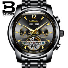 BINGER Full Calendar Tourbillon Mechanical Mens Watches Top Brand Luxury Wrist Watch automatic Clock Montre Homme Stainless stee 2024 - buy cheap