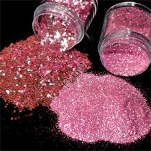 Wholesale Bright Pink Nail Glitter Powder Small Shimmer Sequins Powder Nail Art Decoration Accessorries in Bag 2024 - buy cheap
