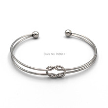 65mm Stainless Steel Open Cuff Bangle Simple Double Wire Knotted Bracelet Smooth NO Fade 2024 - buy cheap