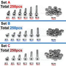250pcs M3(3mm) A2 Stainless Steel Allen Bolts Hex Button Flat Socket Head Cap Screws With Nuts Assortment 2024 - buy cheap