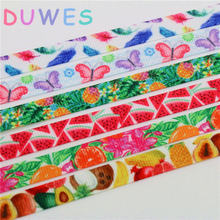 DUWES 3/8'' Free shipping feather fruits butterfly printed grosgrain ribbon Accessory hairbow headwear DIY decoration 9mm D735 2024 - buy cheap