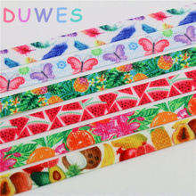 DUWES, 3/8 pulgadas, envío gratis, cinta de grosgrain estampada con plumas, frutas y mariposas, accesorio para el pelo, diadema, decoración DIY, 9mm, D735 2024 - compra barato