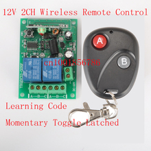 Sistema de controle remoto sem fio, 1 receptor e 1 transmissor, código de saída 12v e 2 canais, ajuste de 315/433mhz