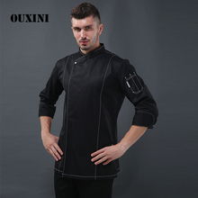 Ropa de abrigo de manga larga para hombre, chaqueta de Chef para hotel o restaurante, ropa de trabajo de cocina, Otoño e Invierno 2024 - compra barato