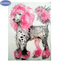 pink Colorful Poodle diamond picture rhinestone Mosaic Diamond Embroidery Cross Stitch Diamond Painting animal home decoration 2024 - buy cheap