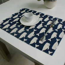 4 Pcs azul escuro baleia impresso Placemats Doilies Coaster de mesa acessórios de decoração de alta qualidade de isolamento térmico 2024 - compre barato