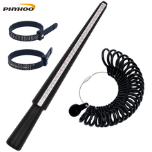 PHYHOO Black Plastic Ring Sizer Mandrel Gauge Measuring Stick Set Jewelry Making Tools US UK Size with 2PCS Measurement Blet 2024 - buy cheap