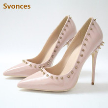 Zapatos Mujer Office Lady Pumps Luxury Gold Rivets Designer Pointed Toe Woman Sandals Sexy High Heels Brand Fashion Shoes Women 2024 - buy cheap