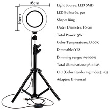Anillo de luz LED regulable para estudio de fotografía, lámpara de vídeo para teléfono, con trípode de 120cm, para Iphone y Xiaomi 2024 - compra barato