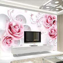 3D-обои beibehang на заказ, однотонные настенные фрески с ротанговыми кругами, цветами розы, фоном для телевизора, гостиной, спальни 2024 - купить недорого