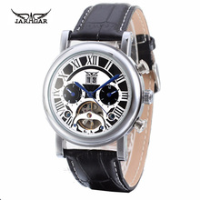 Jaragar Automatic Mechanical Tourbillion Classic Date Day Black Leather Men Sport Military Watches self-wind watch men luxury 2024 - buy cheap
