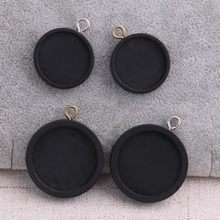 4pcs 20/25mm Inner Size Black Color Round Wood Cabochon Base Setting Charms Pendant Necklace Findings 8D 2024 - buy cheap