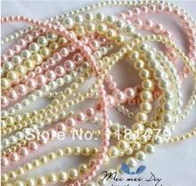 300pcs 8mm plastic round pearl chain pink cabochon beaded trims sewing on appliques embellishment diy projects craft kits 2024 - buy cheap