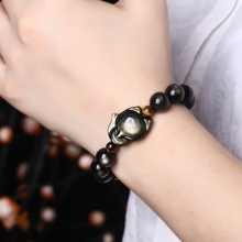 Wholesale Gold Black Natural Obsidian Stone Bracelets Round Beads with Fox Bracelets Fengshui Energy Stone Jewelry JoursNeige 2024 - buy cheap