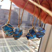 Natural Quartz Crystal Stone Blue-green Fluorite Treatment Stone Fluorite Ornament Fluorite Pendant With Hand-woven Braided Rope 2024 - buy cheap