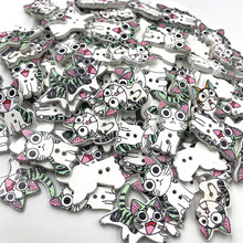 25/50/100pcs Cat Painted Wooden Decorative Buttons Wood ButtonFor Scrapbooking Craft Sewing Supplies 26x17mm  WB366 2024 - buy cheap