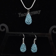 Waterdrop Crystal Jewelry Set Lake Blue Rhinestone Earrings And Necklace For Party 5 Sets Wholesale 2024 - buy cheap