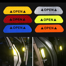 4 unids/set coche abierto cinta reflectante marca de advertencia reflectante abierto cuenta bicicleta accesorios Exterior Puerta de coche pegatinas Etiqueta de 2024 - compra barato