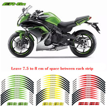 Hot sell Motorcycle front&Rear Edge Outer Rim Sticker Wheel Decals Reflective waterproof 17inch stickers For Kawasaki ER-6N 2024 - buy cheap