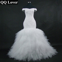 QQ Lover-vestido de boda de sirena con hombros descubiertos, personalizado, de talla grande, africano, para novia, novedad de 2021 2024 - compra barato