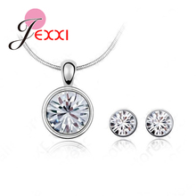 Romantic New CZ Jewelry Sets 925 Sterling Silver Necklace+ Stud Earrings For Women Wedding Engagement Birthday Gift 2024 - buy cheap