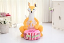 new yellow plush fox toy cartoon fox sofa children's tatami gift about 70cm 2024 - buy cheap