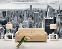 Papel tapiz fotográfico personalizado para sala de estar, tapiz impermeable para dormitorio, pared de fondo de TV, color blanco y negro, paisaje de Ciudad de Nueva York 2024 - compra barato