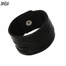 JINSE Leather Bracelet Men Wide Leather Cuff Bracelets & Bangles Wristband Retro Fine For Men Jewelry HQ144 2024 - buy cheap