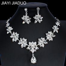 jiayijiaduo Crystal Necklace Earring Set for Women's Wedding Dress Accessories Snowflake Necklace Jewelry Gift NE+EA 2024 - buy cheap