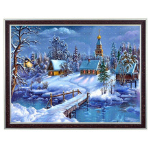 Needlework,DIY DMC 14CT Unprinted Cross stitch,Counted Embroidery Cross-stitch Kit landscape Church Winter Night Pattern Decor 2024 - buy cheap