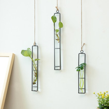 Creative Wall Hanging Flower Vase Iron Glass Hydroponics Planter Pot Transparent Hanging Flower Bottle Home Ornament Decoration 2024 - buy cheap