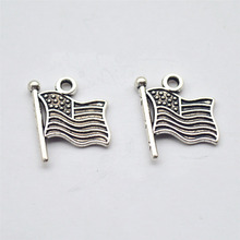 Yamily 30pcs/ 18*15mm The American flag charms Antique silver tone give for friend Charms Pendant DIY Jewelry Making 2024 - buy cheap