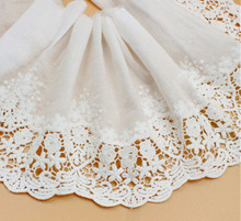 1 jarda de largura: 20cm renda de algodão artesanal tecido bordado rendas cor branca vestuário de renda (marfim) 2024 - compre barato