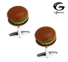 iGame Hamburger Cuff Links Quality Brass Material Novelty Food Design Free Shipping 2023 - buy cheap