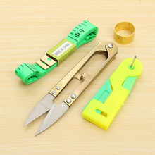 Convenient 4Pcs/Set Sewing Kits Threader Thimble Scissor Measuring Tape Multifunction Sewing Tools Set Home Travel Accessories 2024 - buy cheap