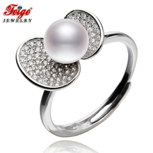Bowknot 925 Sterling Silver Pearl Ring for Female Anniversary Jewelry Gift 7-8MM White Freshwater Pearl Rings Fine Jewelry FEIGE 2024 - buy cheap